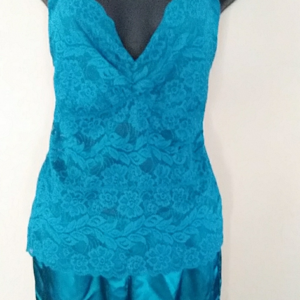 Lacey Green Aqua Baby Doll Set Lounging Set